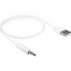 Apple iPod Shuffle töltőkábel, adatkábel, 1x USB 2.0 dugó A - 1x 3.5 mm-es Jack dugó, 1m, fehér, Delock 83182