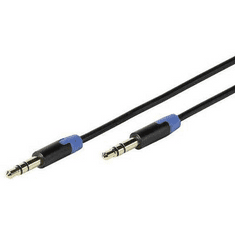Jack audio kábel, 1x 3,5 mm jack dugó - 1x 3,5 mm jack dugó, 0,6 m, aranyozott, fekete, 1010220 (41903)