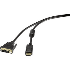 Renkforce Kijelző csatlakozó / DVI Csatlakozókábel [1x DisplayPort dugó - 1x DVI dugó, 24+1 pólusú] 1.00 m Fekete (RF-3301142)