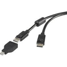 Renkforce Kijelző csatlakozó Csatlakozókábel [1x DisplayPort dugó - 1x Mini DisplayPort dugó] 3.00 m Fekete (2050005525723)