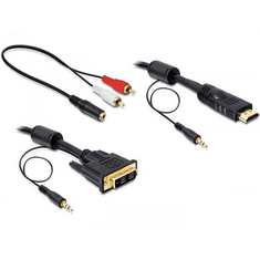 DELOCK DL84455 DVI - HDMI átalakító kábel hanggal apa - apa 2 m (DL84455)
