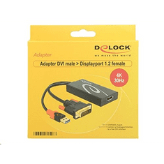 DELOCK 62596 DVI-dugós csatlakozó > Displayport adapter, fekete (62596)