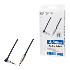 LogiLink 3.5 Stereo apa/apa 90°-ban hajlított audio kábel 0.50 m kék (CA11050) (CA11050)
