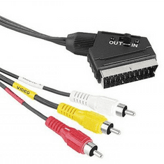 Hama Video Connecting Cable Scart Male Plug - 3 RCA Male Plugs, 1.5 m 1,5 M SCART (21-pin) 3 x RCA Fekete (43178)