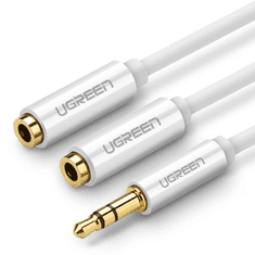 Ugreen AV123 AUX audio elosztó jack kábel 3.5mm 0,2m fehér (10780) (UG10780)
