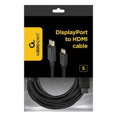 Gembird Displayport -> HDMI M/M kábel 5m fekete (CC-DP-HDMI-5M) (CC-DP-HDMI-5M)