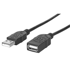 Manhattan USB hosszabbító kábel 180cm, fekete (338653) (mh338653)