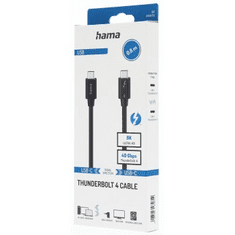 Hama Thunderbolt 4 kábel, USB-C, 0,8 m, 40 Gbps, 100 W