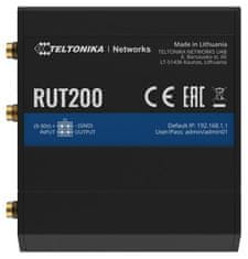 Teltonika RUT200 ipari LTE router Ethernet biztonsági mentéssel, 2x Eth, LTE Cat4/3G/2G, Wi-Fi