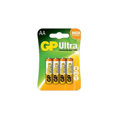 GP Battery (AA) Alkaline ULTRA LR6/AA 15AU-U4, (4 batteries / blister) 1.5V (GP-BA-15AU-U4)