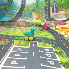 WOOPIE Road Mat for Cars Dinoszauruszok készlet + útjelző táblák