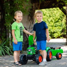 Falk Traktor Supercharger Zöld Nyitható motorháztető utánfutóval 2 éves korától