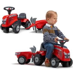 Falk Traktor Baby Massey Ferguson Piros traktortraktor pótkocsival + accc. 1 éves kortól