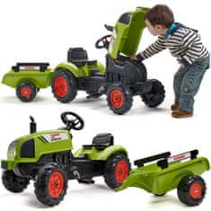 Falk Traktor Claas zöld pedálos kürtös tréler 2 évtől.