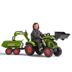 Falk CLAAS pedálos traktor pótkocsival, vödörrel és buldózerrel 3 éves kortól