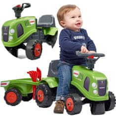 Falk Tractor Baby Claas Zöld traktortraktor pótkocsival + tartozékok 1 éves kortól