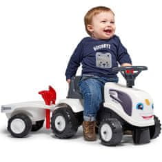 Falk Traktor Baby Valtra fehér traktortraktor pótkocsival + tartozékok 1 éves kortól