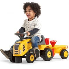 Falk Traktor Baby Komatsu sárga Komatsu pótkocsival + tartozékok 1 éves kortól
