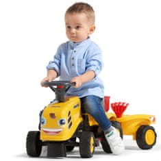 Falk Traktor Baby Komatsu sárga Komatsu pótkocsival + tartozékok 1 éves kortól