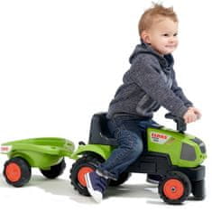 Falk Traktor Baby Claas Axos 310 zöld, pótkocsival 1 éves kortól