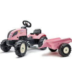 Falk Traktor Country Star rózsaszín pedál + pótkocsi és duda 2 éves kortól.