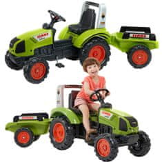 Falk pedálos traktor Claas Large pótkocsival 3 éves kortól
