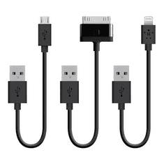 Belkin töltőkábel kit USB -> Micro USB / Apple 30 Pin / Lightning (F8J068bt06INBLK) (F8J068bt06INBLK)