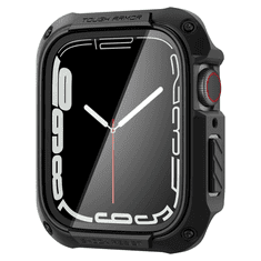 Spigen Apple Watch 7-8 (45mm), Műanyag védőkeret, szíj nélkül, közepesen ütésálló, Tough Armor, fekete (RS132729)