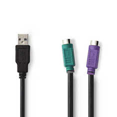 Nedis USB - PS/2 adapterkábel 30 cm fekete (CCGP60830BK03) (CCGP60830BK03)