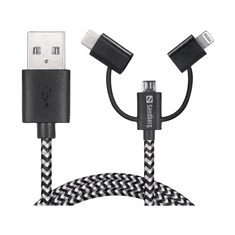 Sandberg 3in1 Lightning+MicroUSB+USB-C kábel, 1m (441-01) (441-01)