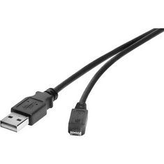 Renkforce USB 2.0 kábel, 1x USB 2.0 dugó A - 1x USB 2.0 dugó micro B, 3 m, fekete, aranyozott, (RF-4724427)