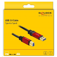DELOCK USB 3.0 A típusú csatlakozó > USB 3.0 B típusú csatlakozó 1 m Premium kábel (82756) (82756)
