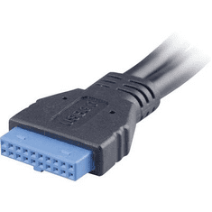 Akasa USB 3.0 adapter kábel, 19 pólusú, 2 x USB A aljzat, 15 cm, AK-CBUB09-15BK (AK-CBUB09-15BK)