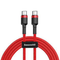 BASEUS USB Type-C töltő- és adatkábel, USB Type-C, 100 cm, 3000 mA, 60W, törésgátlóval, gyorstöltés, PD, QC 3.0, cipőfűző minta, Cafule CATKLF-G09, piros (RS121909)