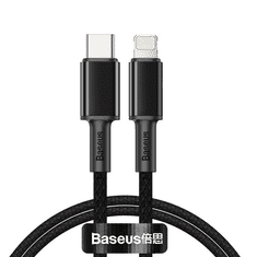BASEUS USB Type-C töltő- és adatkábel, Lightning, 100 cm, 20W, törésgátlóval, gyorstöltés, Baseus, CATLGD-01, fekete (RS120660)