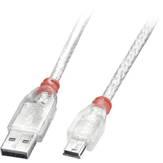 Lindy USB 2.0 Csatlakozókábel [1x USB 2.0 dugó, A típus - 1x USB 2.0 dugó, mini B típus] 20.00 cm Átlátszó (41780)