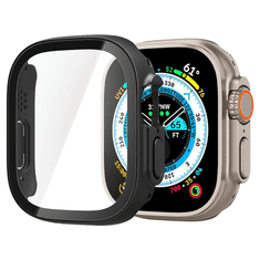Spigen Apple Watch Ultra (49 mm), Műanyag védőkeret, 9H üveggel, szíj nélkül, Thin Fit 360, fekete (RS134028)