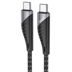 Hoco USB Type-C töltő- és adatkábel, USB Type-C, 150 cm, 3000 mA, 60W, törésgátlóval, gyorstöltés, cipőfűző minta, U95 Freeway, fekete (RS122165)