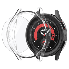 Spigen Samsung Galaxy Watch 5 Pro SM-R925F, Műanyag védőkeret, 9H üveggel, szíj nélkül, Thin Fit Glass, átlátszó (123763)