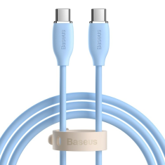 BASEUS USB Type-C töltő- és adatkábel, USB Type-C, 200 cm, 5000 mA, 100W, gyorstöltés, Jelly Liquid Silica Gel, CAGD030103, kék (RS121988)