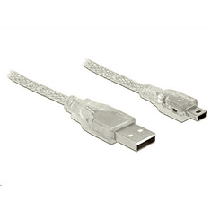 DELOCK 83904 USB 2.0 A > USB 2.0 Mini-B kábel, 0,5 m áttetsző (83904)
