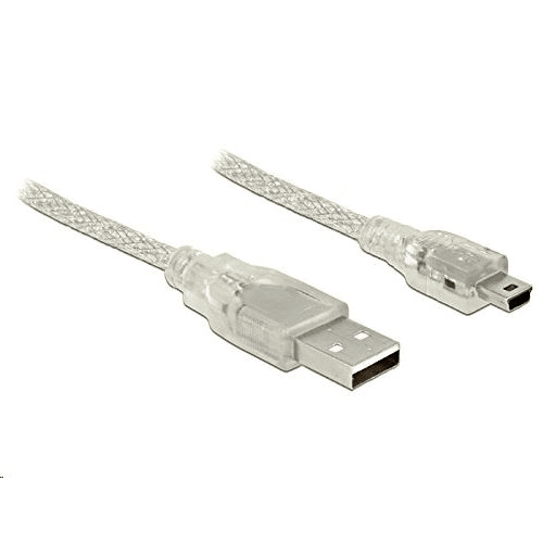 DELOCK 83909 USB 2.0 A > USB 2.0 Mini-B kábel, 5 m áttetsző (83909)