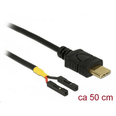 DELOCK USB Type-C apa > 2 x tüskesori csatlakozó, anya, különálló teljesítmény, 50 cm kábel (85473) (85473)