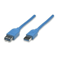 Manhattan kábel USB 3.0 TypeA (Male) - USB 3.0 TypeA (Female) 1.8m kék (322379) (322379)