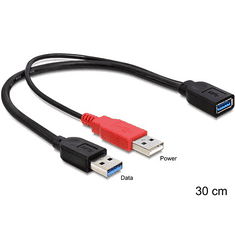 DELOCK 83176 USB 3.0-A female > USB 3.0-A male + USB 2.0-A male kábel 30 cm (83176)