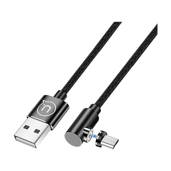 USAMS SJ446USB01 jobb oldalas mágneses USB Micro - USB töltőkábel 1m fekete (1337686) (SJ446USB01)