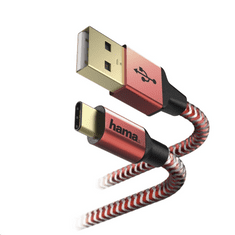 Hama USB TYPE-C "Reflective" adatkábel, 1.5m, piros (178296) (178296)