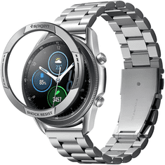 Spigen Samsung Galaxy Watch 3 (45mm) SM-R840 / R845, Fém védőkeret, alumínium, Chrono Shield, ezüst (115876)