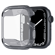 Spigen Apple Watch 7 (45mm), Szilikon védőkeret, ütésálló, szíj nélkül, Ultra Hybrid, átlátszó/szürke (112795)