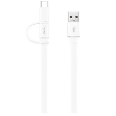 Huawei USB töltő- és adatkábel 2in1, 1 x microUSB, 1 x USB Type-C, 150 cm, Huawei, fehér, gyári (RS67650)